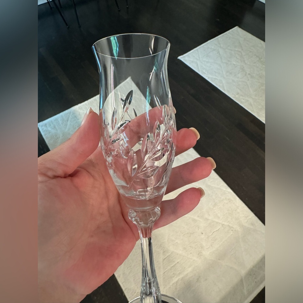 Mikasa Versailles Clear Crystal Stemmed Champagne Flutes Goblets Glass Set Of 5 - Picture 7 of 10